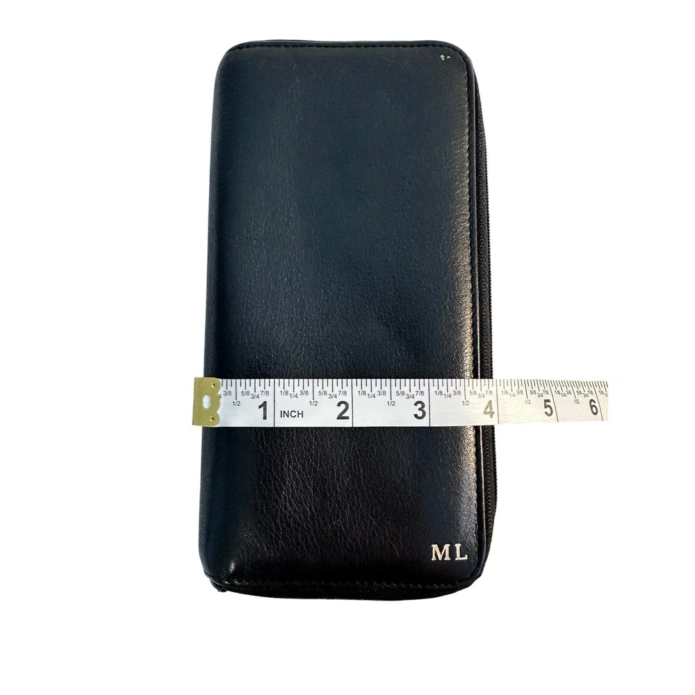 Tumi‎ Leather Zip Around Travel Organizer Wallet Men's Accessory Monogrammed ML